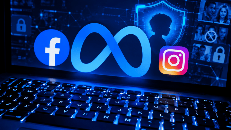 Neon Social Media Cybersecurity Shield